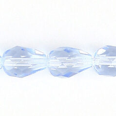 Bead, Czech firepolish, 10x7mm faceted drop, LIGHT SAPPHIRE