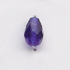 Bead, Czech firepolish, 10x7mm faceted drop, COBALT