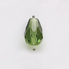 Bead, Czech firepolish, 10x7mm faceted drop, OLIVINE