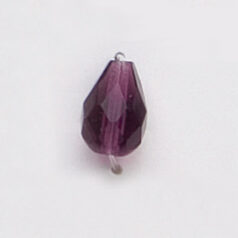Bead, Czech firepolish, 10x7mm faceted drop, AMETHYST