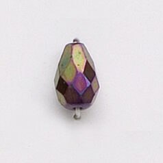 Bead, Czech firepolish, 10x7mm faceted drop, IRIS PURPLE