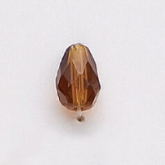 Bead, Czech firepolish, 10x7mm faceted drop, MADEIRA TOPAZ