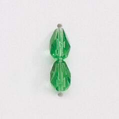 Bead, Czech firepolish, 7x5mm faceted drop, LIGHT EMERALD
