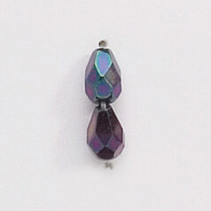 Bead, Czech firepolish, 7x5mm faceted drop, IRIS PURPLE