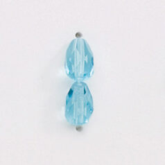 Bead, Czech firepolish, 7x5mm faceted drop, AQUA