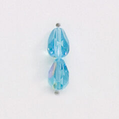 Bead, Czech firepolish, 7x5mm faceted drop AB, AQUA