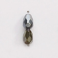 Bead, Czech firepolish, 7x5mm faceted drop, IRIS GREEN