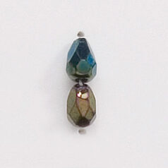 Bead, Czech firepolish, 7x5mm faceted drop, IRIS NAVY