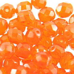 Beads, Czech Firepolish, 3mm Round, Hyacinth Orange