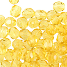 Beads, Czech Firepolish, 3mm Round, Pale Topaz