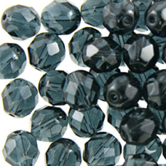 Beads, Czech Firepolish, 3mm Round, Montana Blue