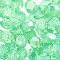 Beads, Czech Firepolish, 3mm Round, Peridot AB