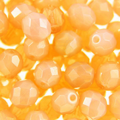 Beads, Czech Firepolish, 3mm Round, OPAL Topaz