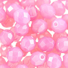 Beads, Czech Firepolish, 3mm Round, OPAL Lt Rose