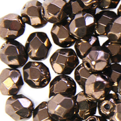 Beads, Czech Firepolish, 3mm Round, LUSTRE Bronze