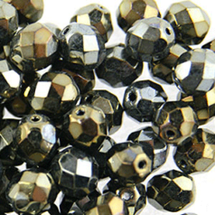 Beads, Czech Firepolish, 3mm Round, IRIS Brown