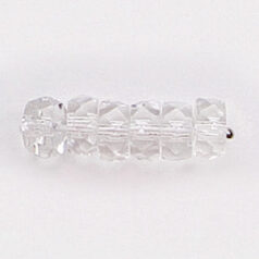 Bead, Czech firepolish, 3x6mm faceted rondelle wheel, CRYSTAL