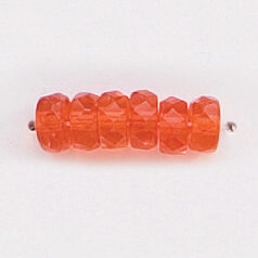 Bead, Czech firepolish, 3x6mm faceted rondelle wheel, HYACINTH ORANGE
