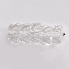 Bead, Czech firepolish, 4x8mm faceted rondelle wheel, CRYSTAL