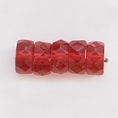 Bead, Czech firepolish, 4x8mm faceted rondelle wheel, SIAM RUBY