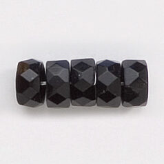 Bead, Czech firepolish, 4x8mm faceted rondelle wheel, Black