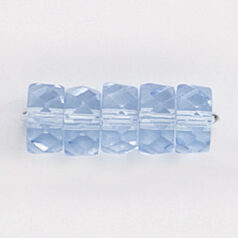 Bead, Czech firepolish, 4x8mm faceted rondelle wheel, LIGHT SAPPHIRE