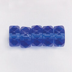 Bead, Czech firepolish, 4x8mm faceted rondelle wheel, DARK SAPPHIRE