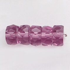 Bead, Czech firepolish, 4x8mm faceted rondelle wheel, LIGHT AMETHYST