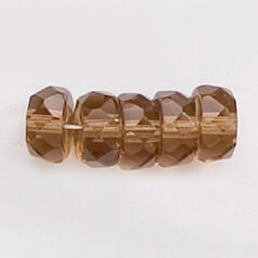 Bead, Czech firepolish, 4x8mm faceted rondelle wheel, LIGHT SMOKE TOPAZ