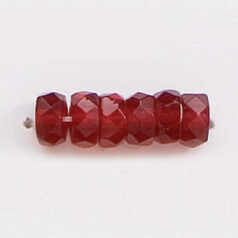 Bead, Czech firepolish, 3x6mm faceted rondelle wheel, GARNET