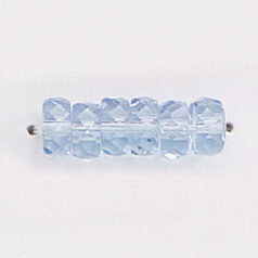 Bead, Czech firepolish, 3x6mm faceted rondelle wheel, LIGHT SAPPHIRE