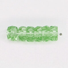 Bead, Czech firepolish, 3x6mm faceted rondelle wheel, PERIDOT