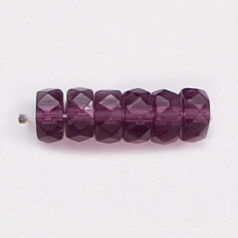 Bead, Czech firepolish, 3x6mm faceted rondelle wheel, AMETHYST