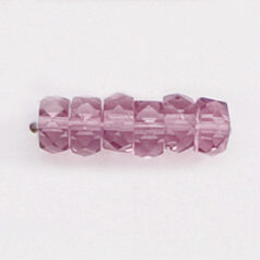 Bead, Czech firepolish, 3x6mm faceted rondelle wheel, LIGHT AMETHYST