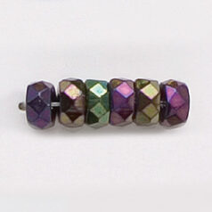 Bead, Czech firepolish, 3x6mm faceted rondelle wheel, IRIS PURPLE