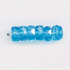 Bead, Czech firepolish, 3x6mm faceted rondelle wheel, LIGHT AQUA
