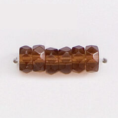 Bead, Czech firepolish, 3x6mm faceted rondelle wheel, MADEIRA TOPAZ