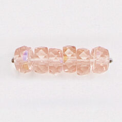 Bead, Czech firepolish, 3x6mm faceted rondelle wheel AB, ROSALINE