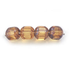 Bead, Czech firepolish, 6mm faceted two tone barrel, TOPAZ