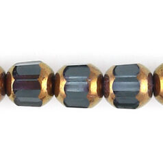 Bead, Cathedral Czech Fire Polish, 8mm faceted barrel, MONTANA