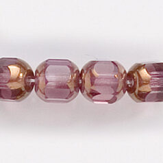 Bead, Cathedral Czech Fire Polish,  8mm faceted barrel, AMETHYST