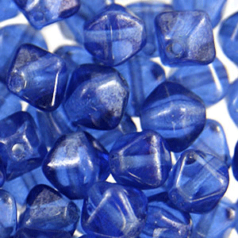 Czech Pressed Glass 6mm Diamond (hole size:1.1mm) - LUSTRE Sapphire