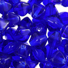 Czech Pressed Glass 6mm Diamond (hole size:1.1mm) - Cobalt Blue