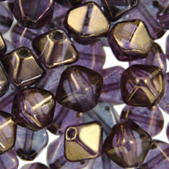 Czech Pressed Glass 6mm Diamond (hole size:1.1mm) - LUSTRE Lt. Amber