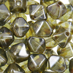 Czech Pressed Glass 6mm Diamond (hole size:1.1mm) - LUSTRE Olive Green