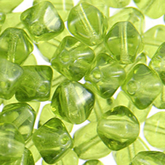 Czech Pressed Glass 6mm Diamond (hole size:1.1mm) - Olivine