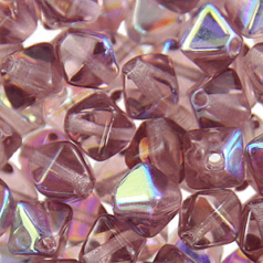 Czech Pressed Glass 6mm Diamond (hole size:1.1mm) - Light Amethyst AB