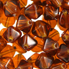 Czech Pressed Glass 6mm Diamond(hole size:1.1mm) - Dark Smoke Topaz