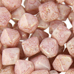 Czech Pressed Glass 6mm Diamond (hole size:1.1mm) -Travertine Red AB