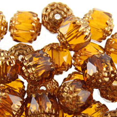 8mm  Barrel Goldtipped - Topaz